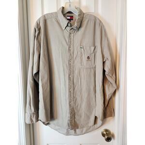 Vintage Tommy Hilfiger Corduroy Khaki Button Up Shirt